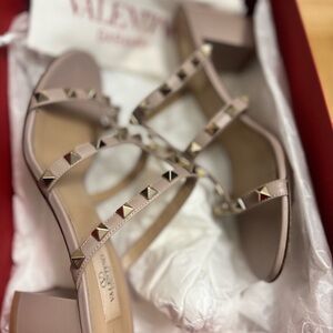 Valentino Tan Heeled Rockstud Shoes